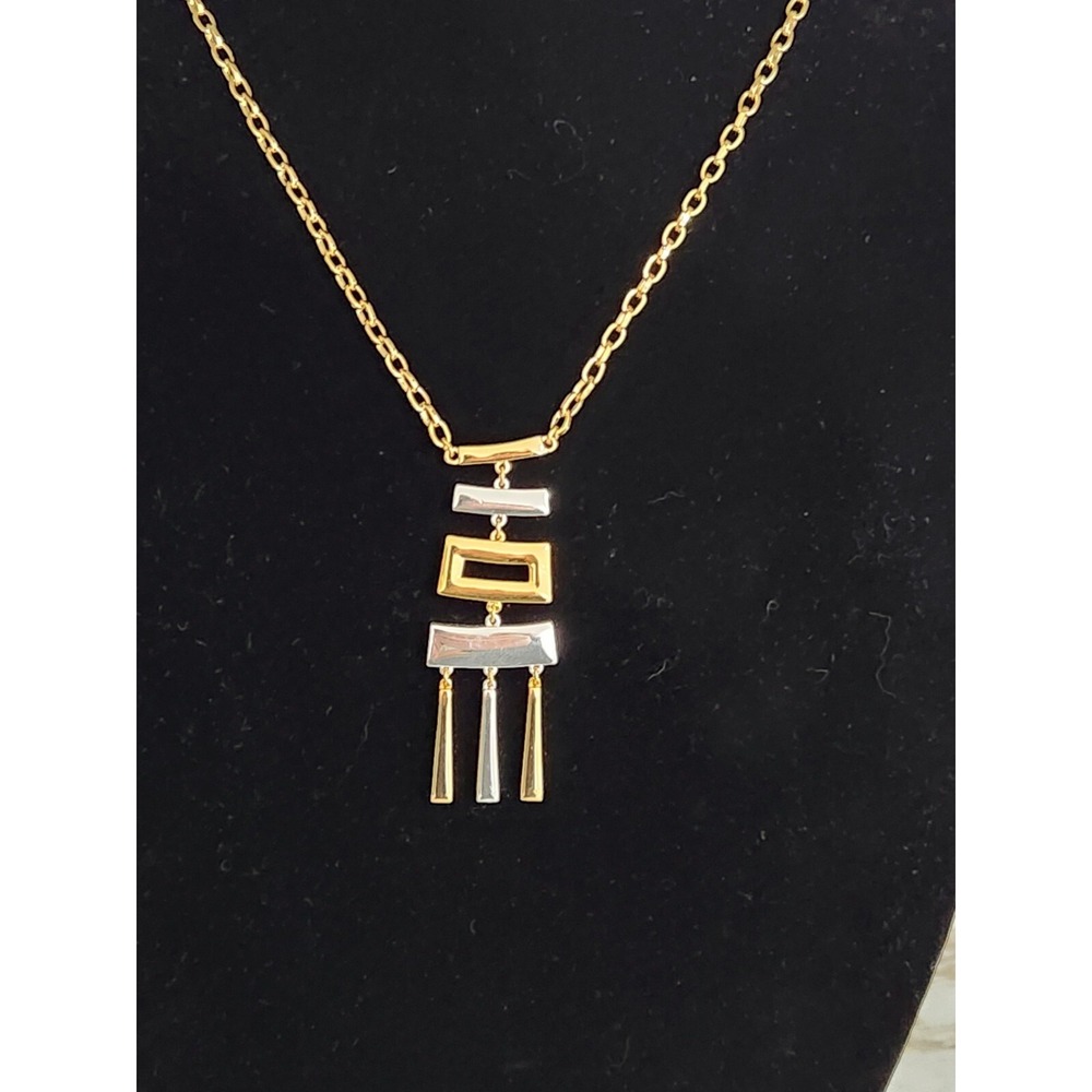 32" Vintage Napier Oriental Asian Dangling Pendant Necklace Gold Silver Tone NWT